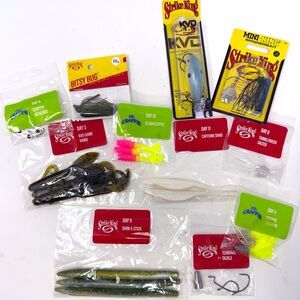 Strike King Assorted Soft Plastic Worms & Bait Fishing Lures 11 Piece Lot New